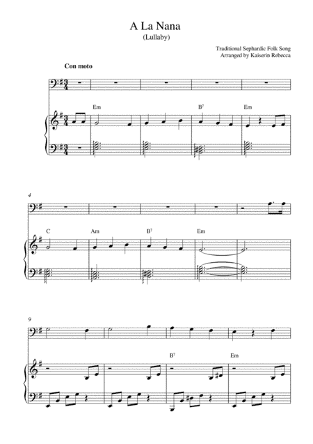 A La Nana (Lullaby) (bassoon solo and piano accompaniment) (arr. Kaiserin Rebecca)