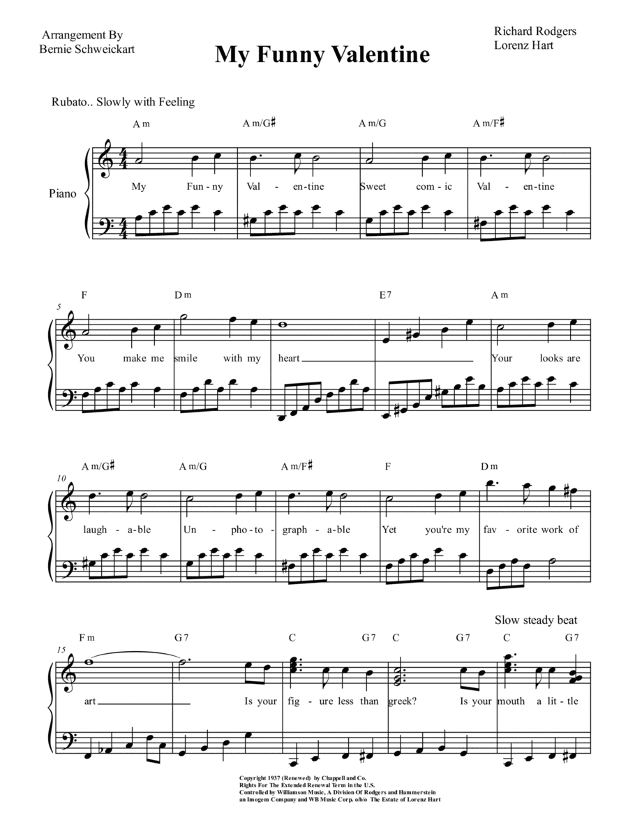 My Funny Valentine (arr. Bernie Schweickart)