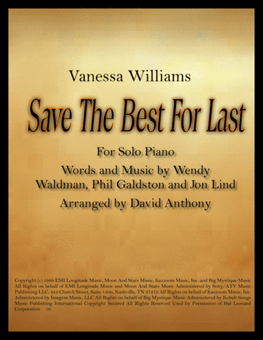 Save The Best For Last (arr. David Anthony)