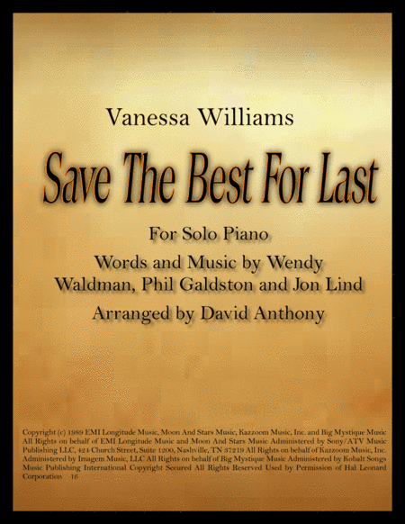 Save The Best For Last (arr. David Anthony)