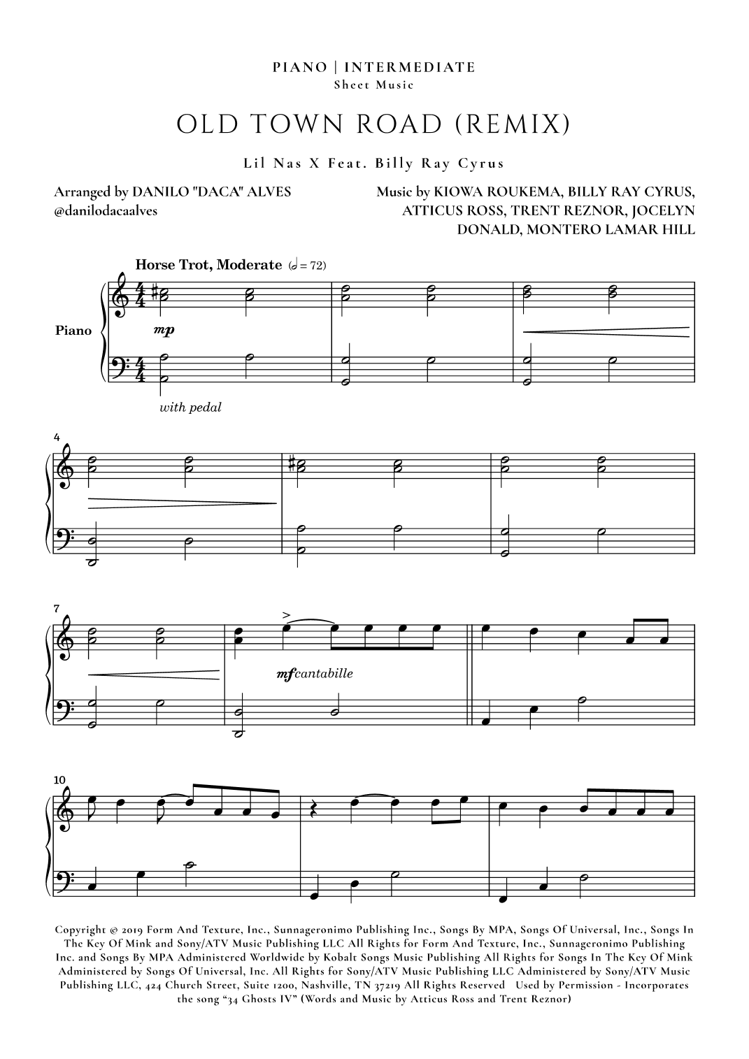 Old Town Road (remix) (arr. Danilo "Daca" Alves)