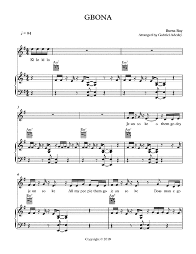 Gbona (arr. Gabriel Adedeji)