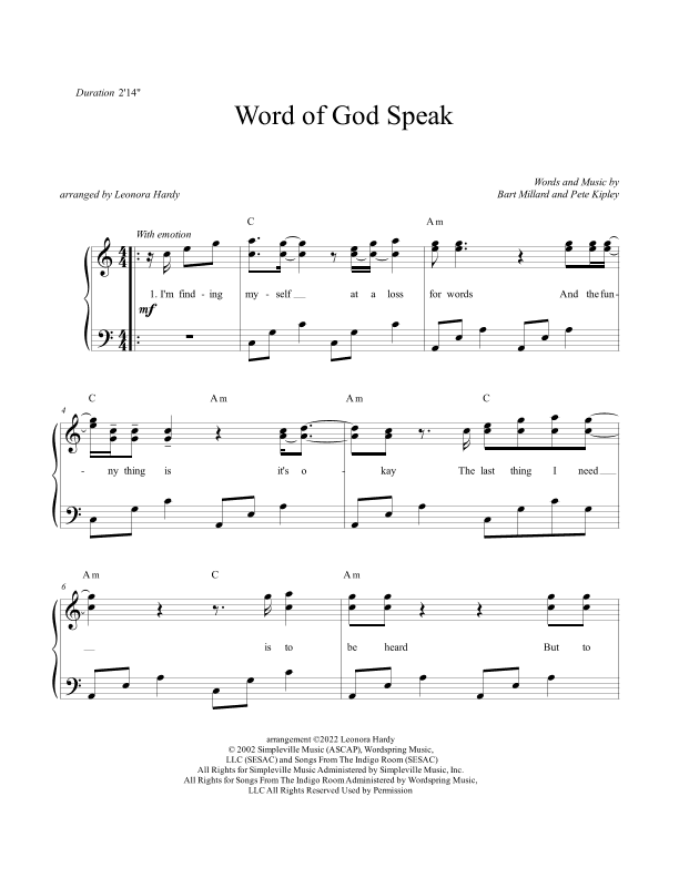 Word Of God Speak (arr. Leonora Hardy)
