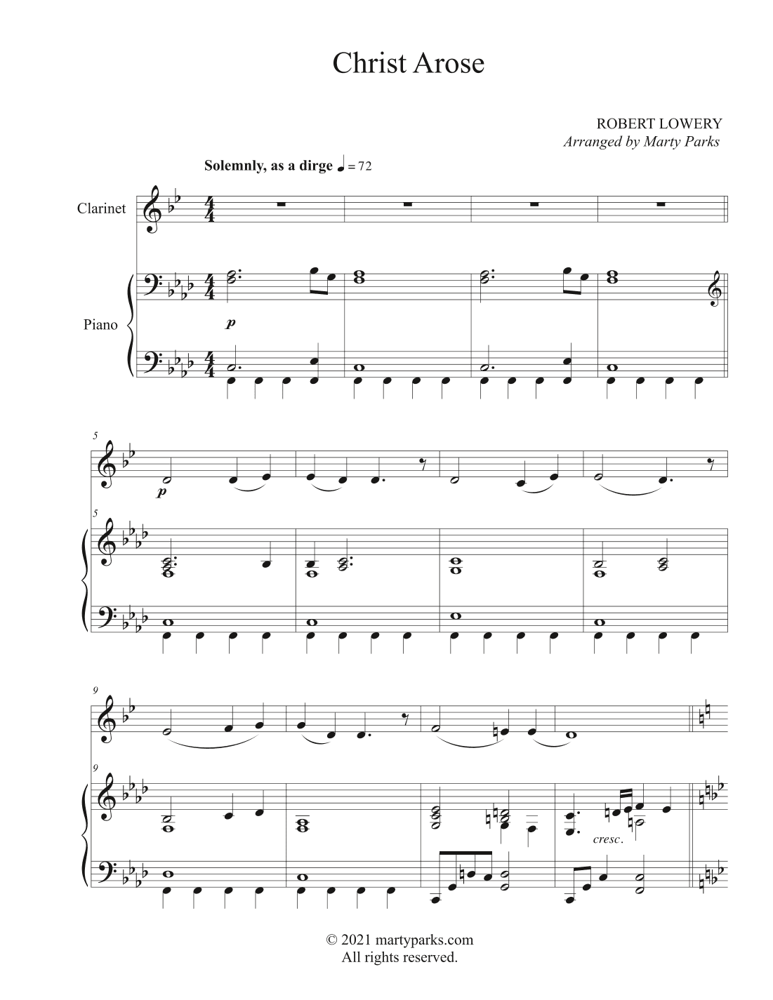 Christ Arose (Clarinet-Piano) (arr. Marty Parks)