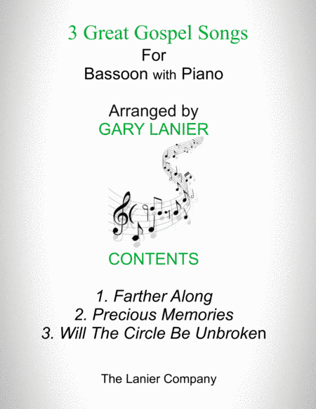 3 GREAT GOSPEL SONGS (for Bassoon with Piano - Instrument Part included) (arr. Gary Lanier)