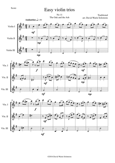 The Oak and the Ash (A North country maid) for violin trio (arr. David Warin Solomons)