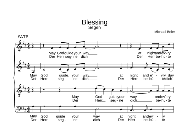 BLESSING May God guide your way Der Herr segne dich (in German) Church blessing