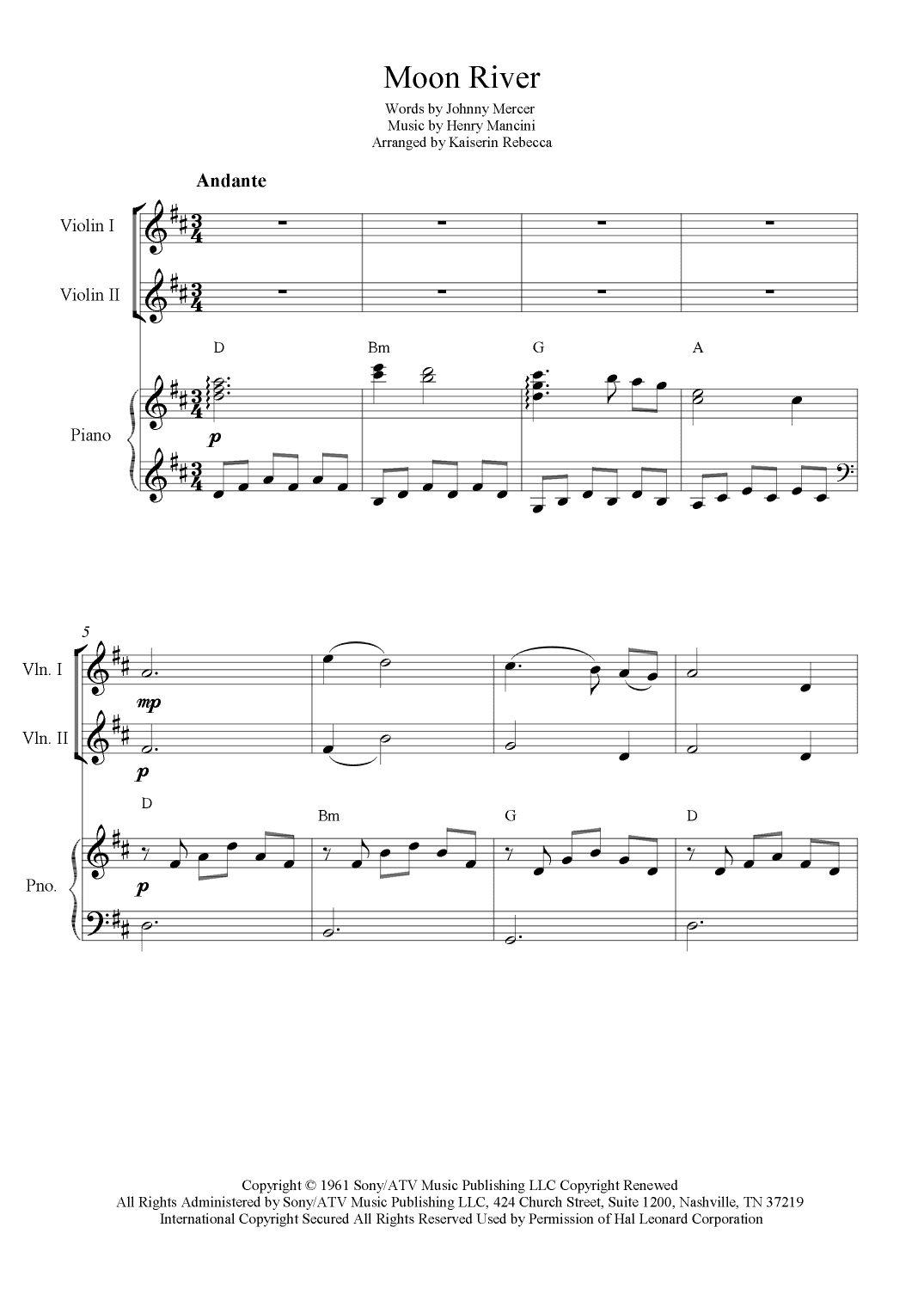 Moon River (arr. Kaiserin Rebecca)