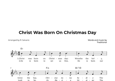 Christ Was Born On Christmas Day (Key of E-Flat Major) (arr. R. Salvario)