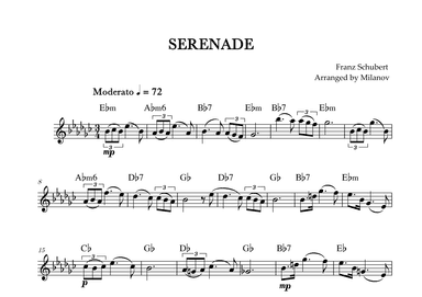 Serenade | Schubert | Lead Sheet | Eb minor (arr. Milanov)