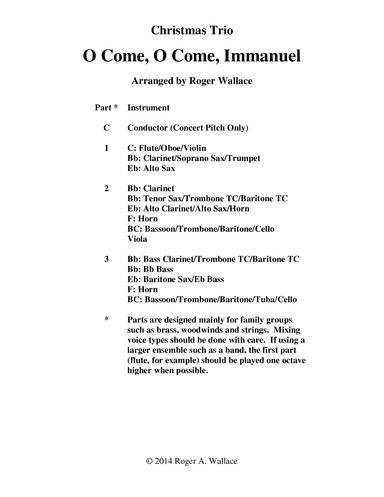 O Come, O Come, Immanuel (Emmanuel) - Sax Trio (arr. Roger Wallace)