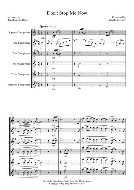Don't Stop Me Now (arr. Jonathan Eno BEM)