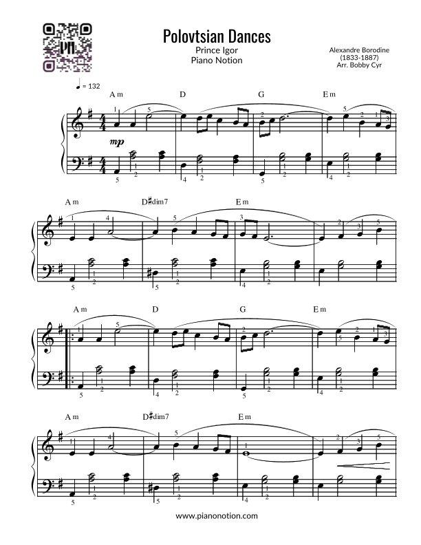 Polovtsian Dance No. 1 from Prince Igor (Easy Piano) (arr. Bobby Cyr)