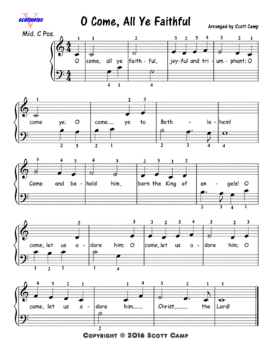 O Come, All Ye Faithful (First Year Piano Students) (arr. Scott Camp)