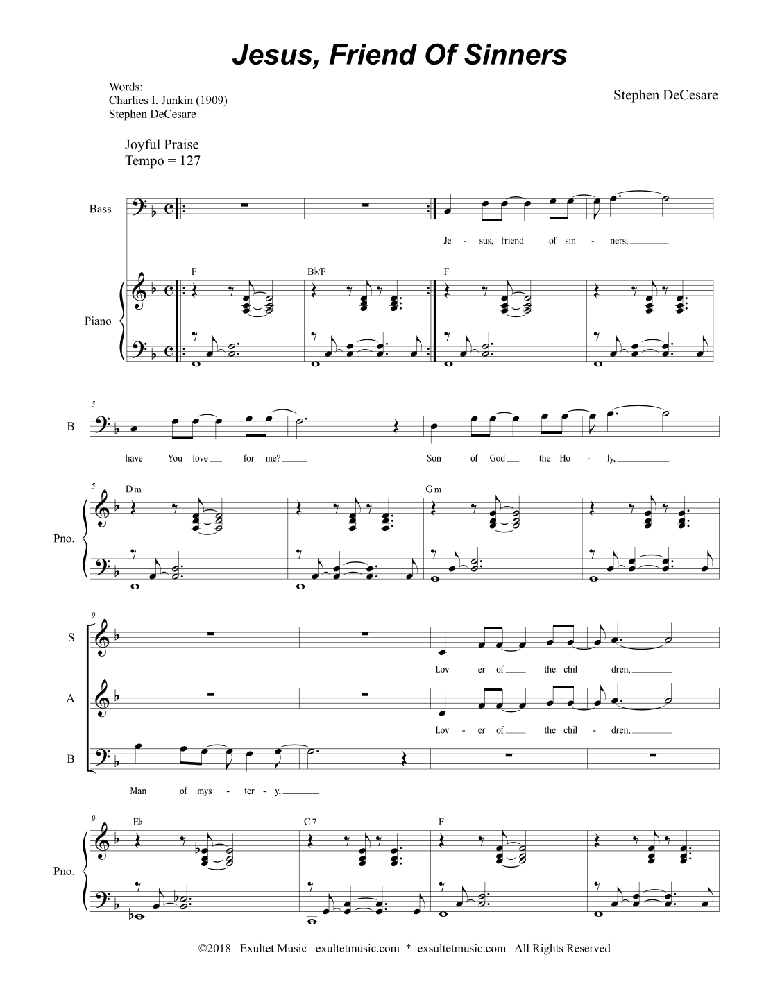 Jesus, Friend Of Sinners (SAB)