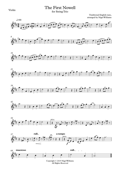 The First Nowell, for String Trio (arr. Nigel Williams)