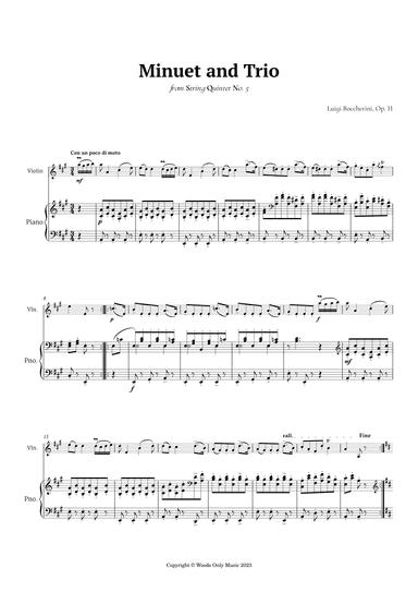 Minuet by Boccherini for Violin and Piano (arr. Ander)