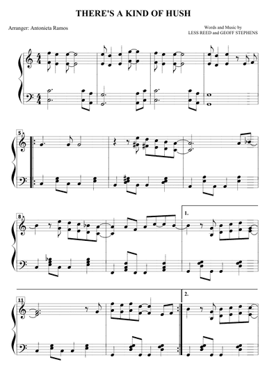 There's A Kind Of Hush (all Over The World) (arr. Antonieta Ramos Valverde)