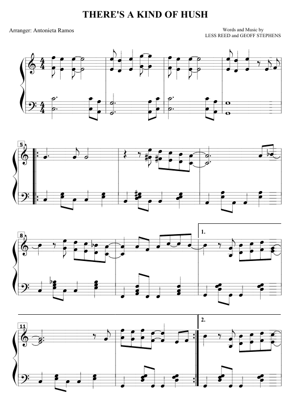 There's A Kind Of Hush (all Over The World) (arr. Antonieta Ramos Valverde)