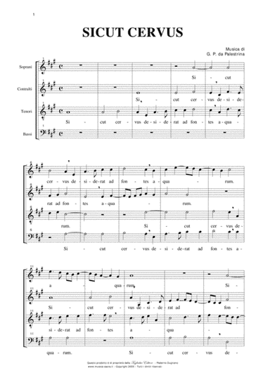 SICUT CERVUS - SATB Choir - Palestrina (arr. Renato Tagliabue)