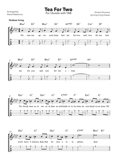 Tea For Two (For Ukulele with TAB) (arr. Daniel Nakamura)