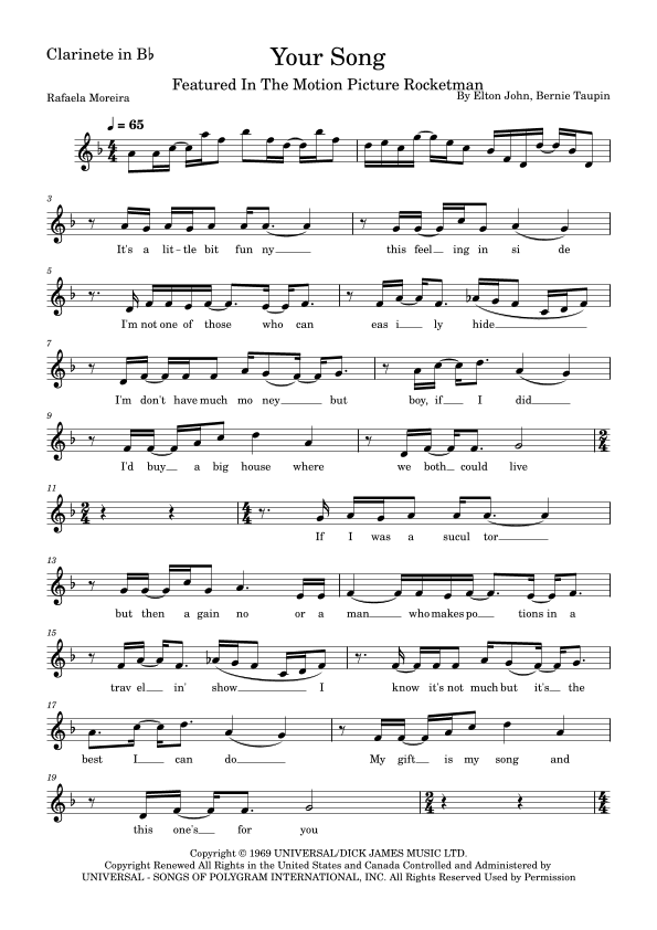 Your Song (arr. Rafaela Moreira)