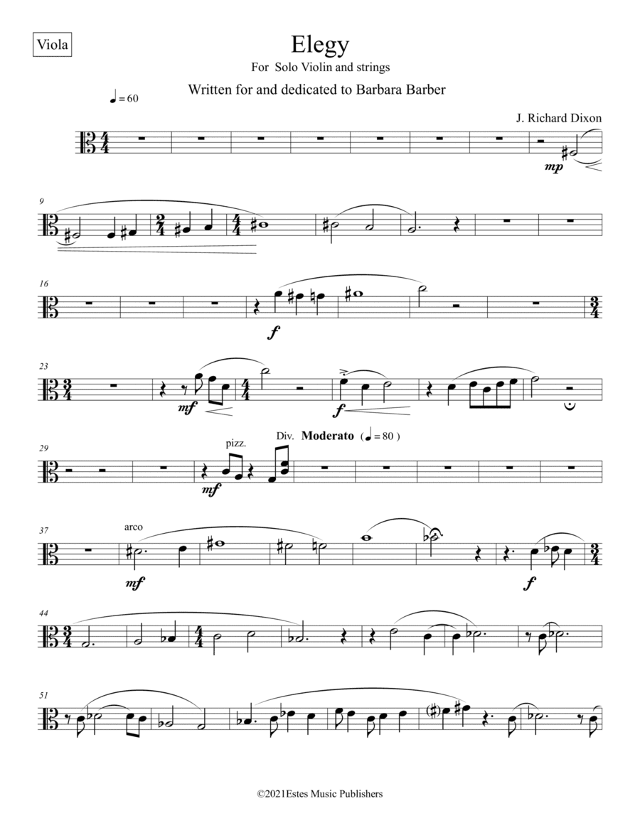 "Eulogy" for Solo Violin and string orchestra/Viola part