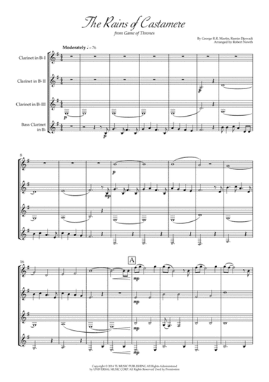 The Rains Of Castamere (arr. Robert Newth)