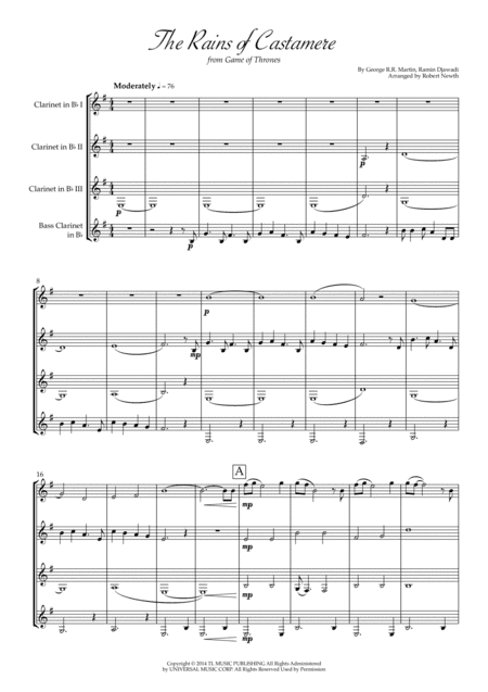 The Rains Of Castamere (arr. Robert Newth)