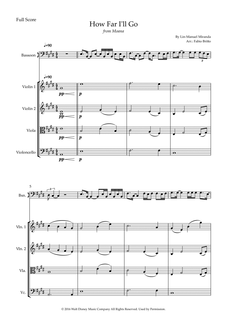 How Far I'll Go (arr. Fabio Britto)