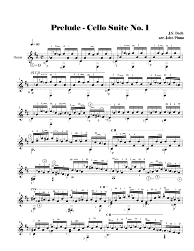 Prelude from Cello Suite No. 1...J.S. Bach (1685-1750)...solo classical guitar (arr. John Pinno)