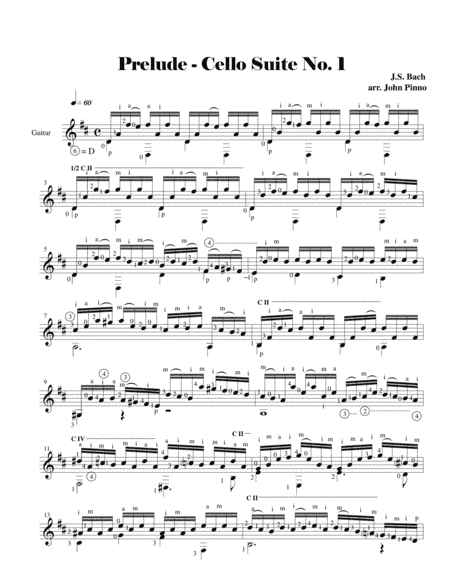 Prelude from Cello Suite No. 1...J.S. Bach (1685-1750)...solo classical guitar (arr. John Pinno)