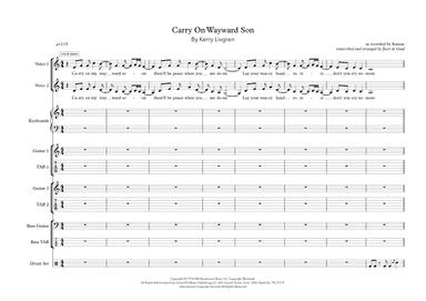 Carry On Wayward Son (arr. Joeri de Graaf Muziekproducties)