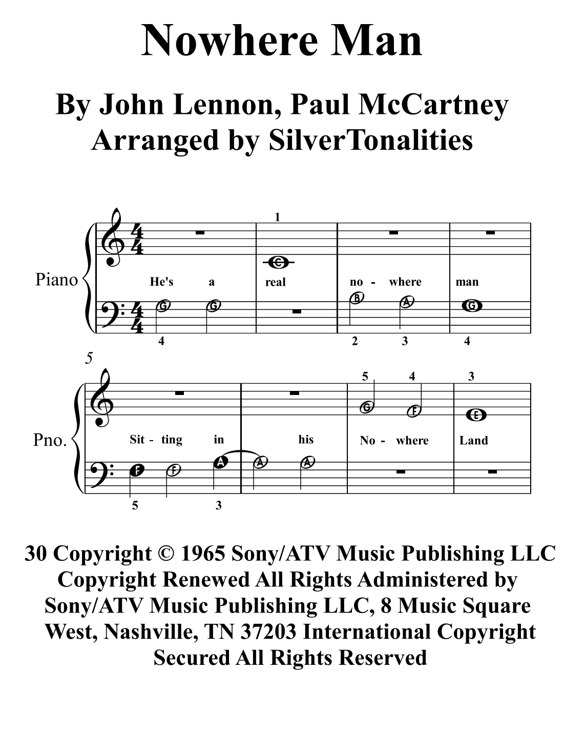 Nowhere Man (arr. SilverTonalities)