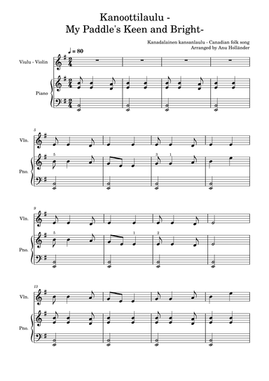 Soittosalkku: Kanoottilaulu - My Paddle´s Keen and Bright (arr. Anu Holländer)