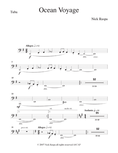 Ocean Voyage - (Full Orchestra) Tuba part