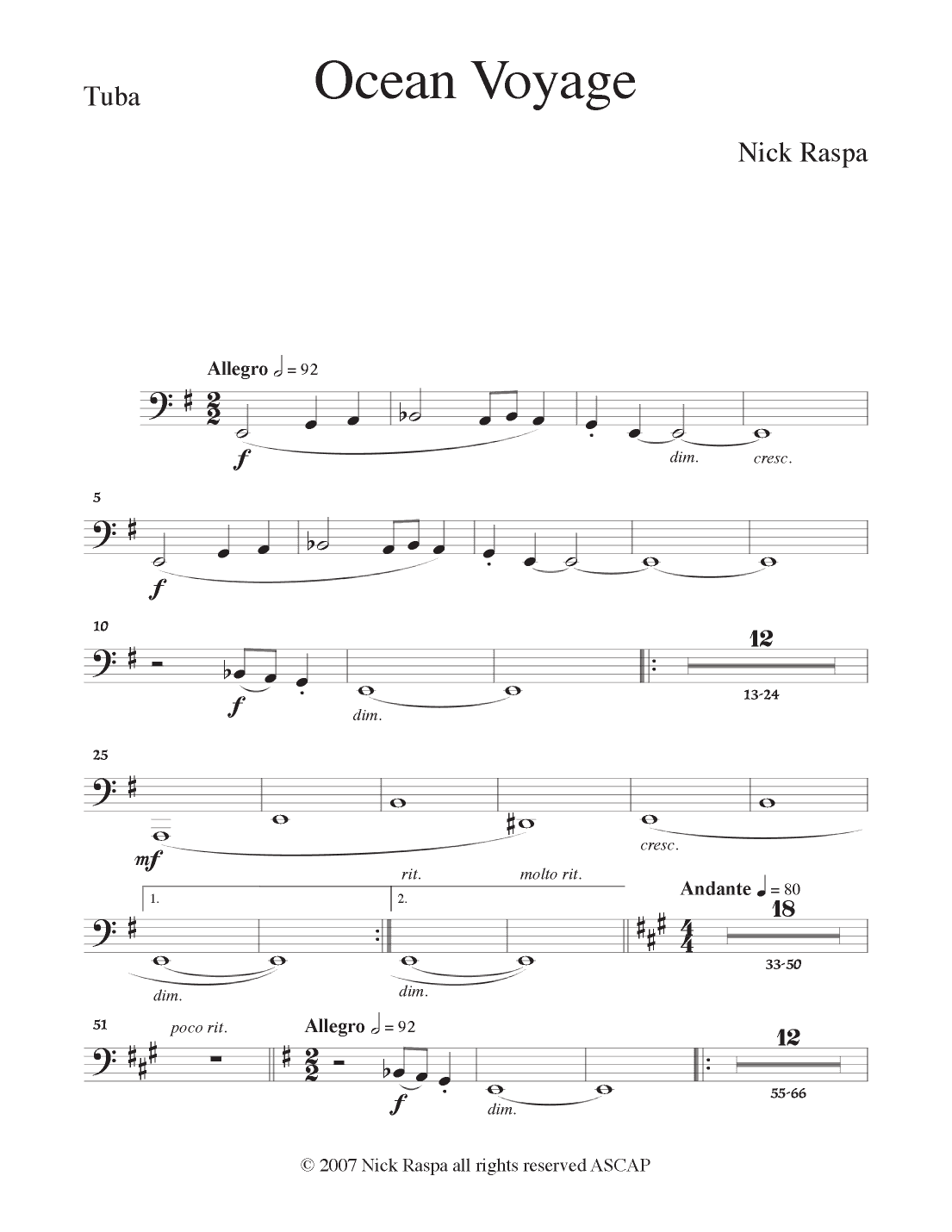 Ocean Voyage - (Full Orchestra) Tuba part