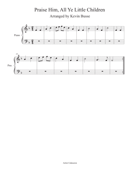 Praise Him, All Ye Little Children - Piano (arr. Kevin Busse)