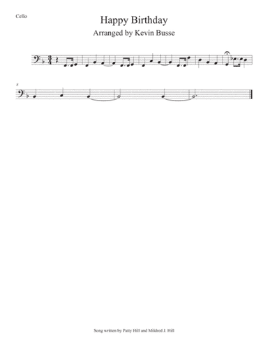 Happy Birthday - Cello (arr. Kevin Busse)