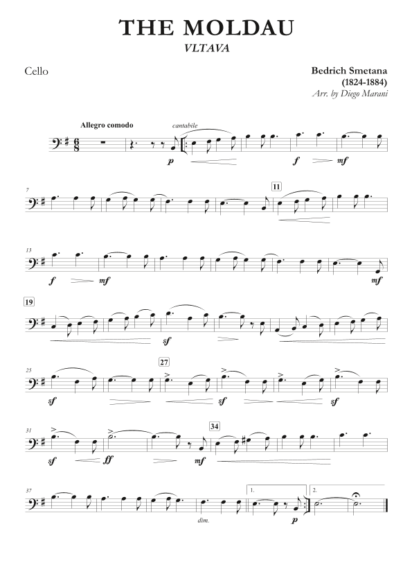 The Moldau for Cello and Piano (arr. Diego Marani)