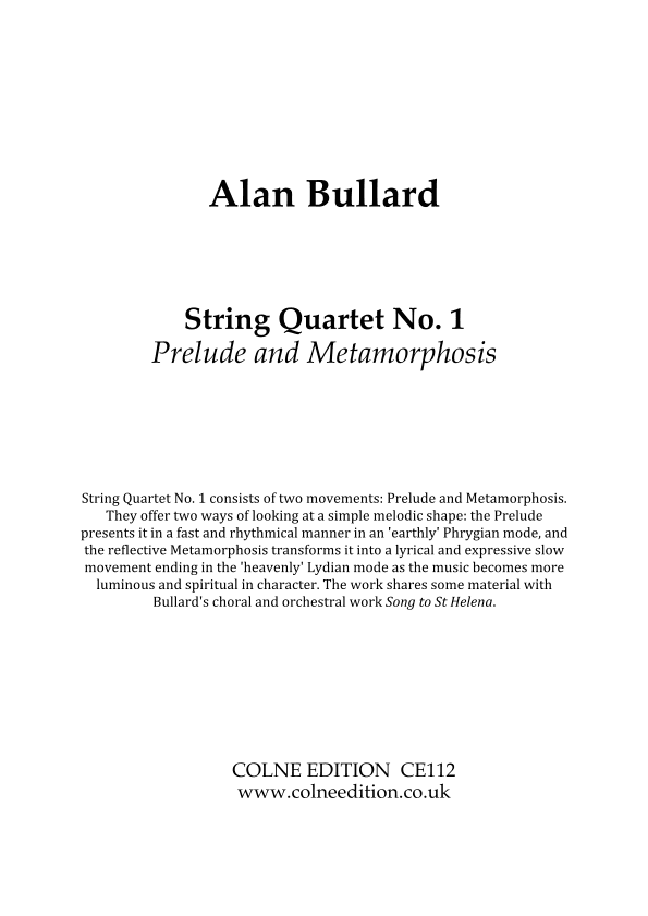 String Quartet No. 1 - Prelude and Metamorphosis (score and parts)