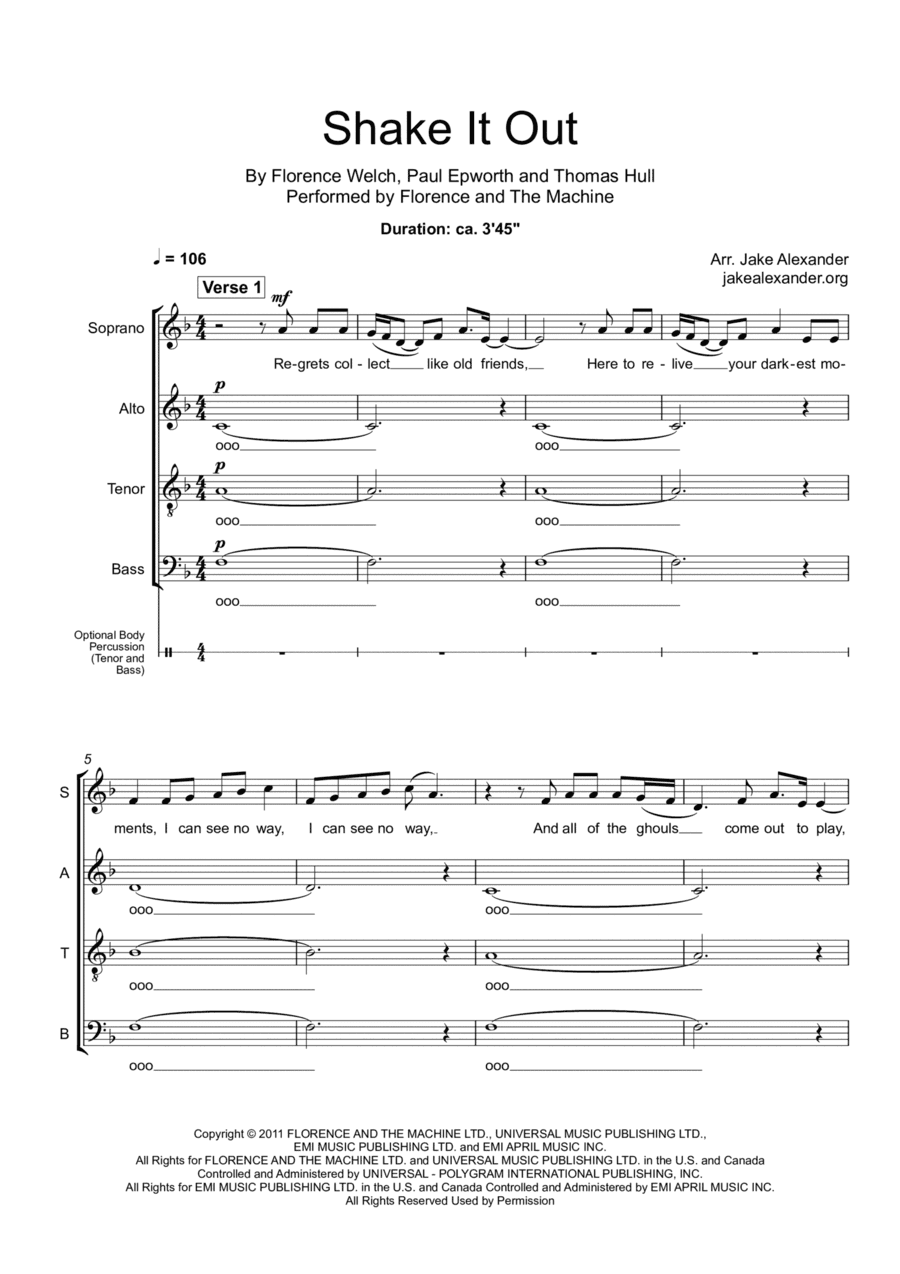 Shake It Out (arr. Jake Alexander)