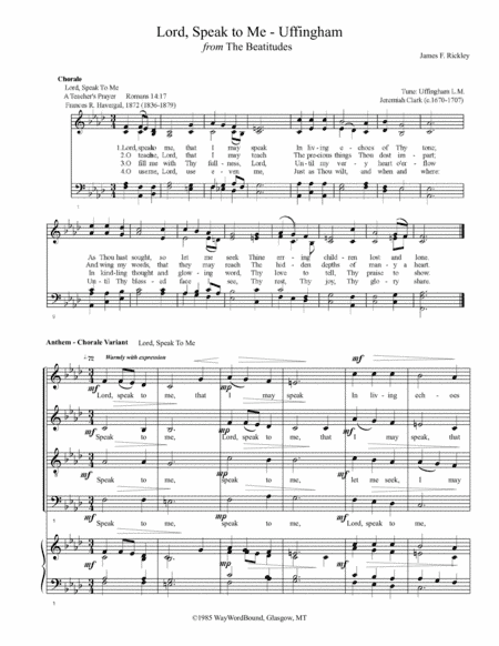 Lord, Speak To Me (Uffingham) - Anthem - Chorale Variant