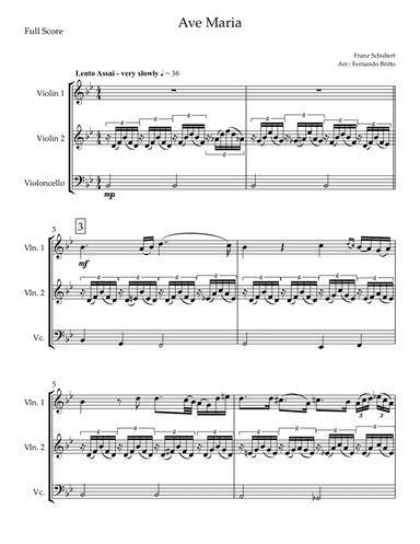 Ave Maria (Franz Schubert) for String Trio (arr. Fernando Britto)