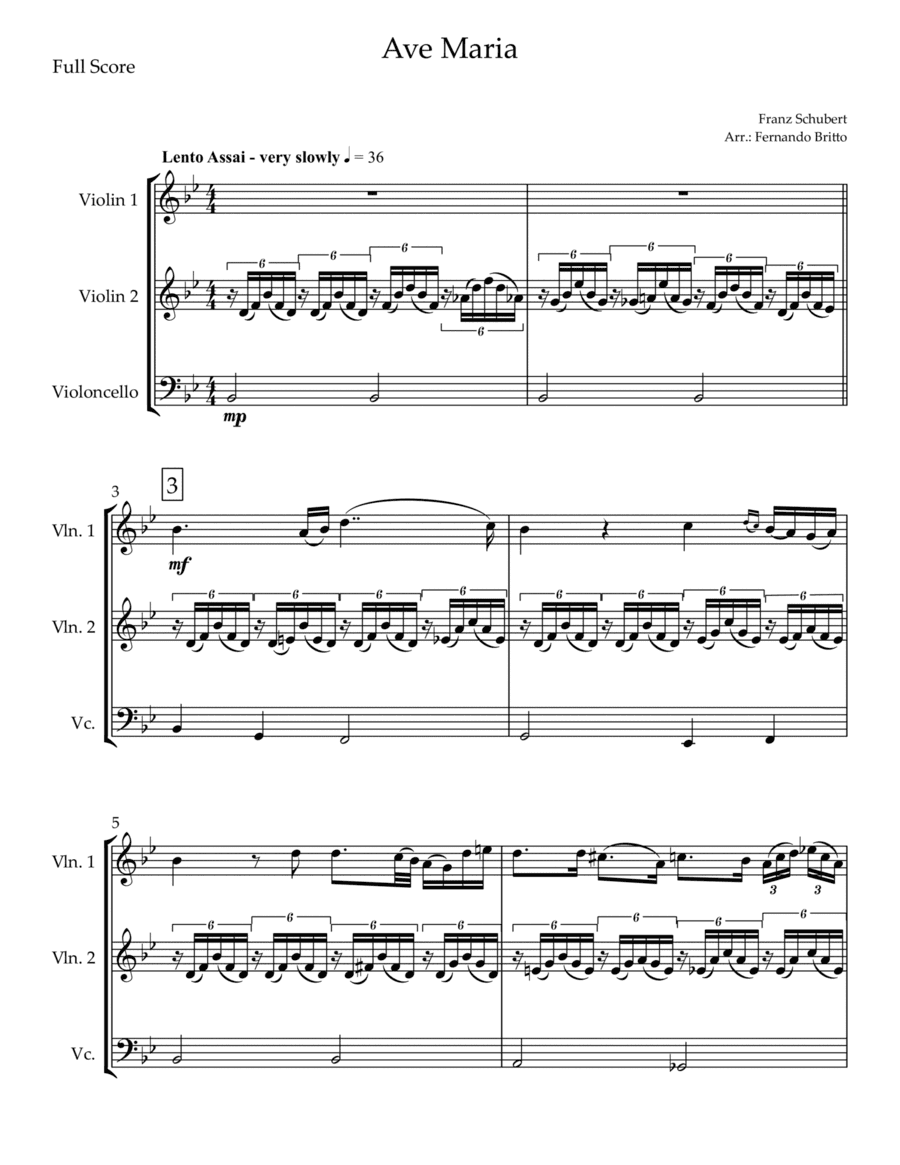 Ave Maria (Franz Schubert) for String Trio (arr. Fernando Britto)