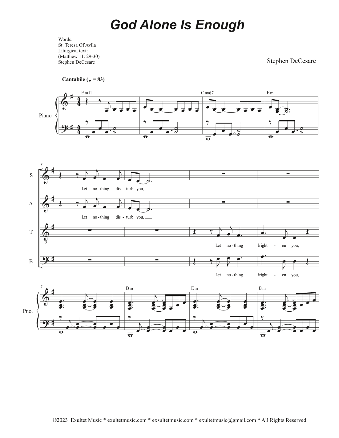 God Alone Is Enough (SATB)