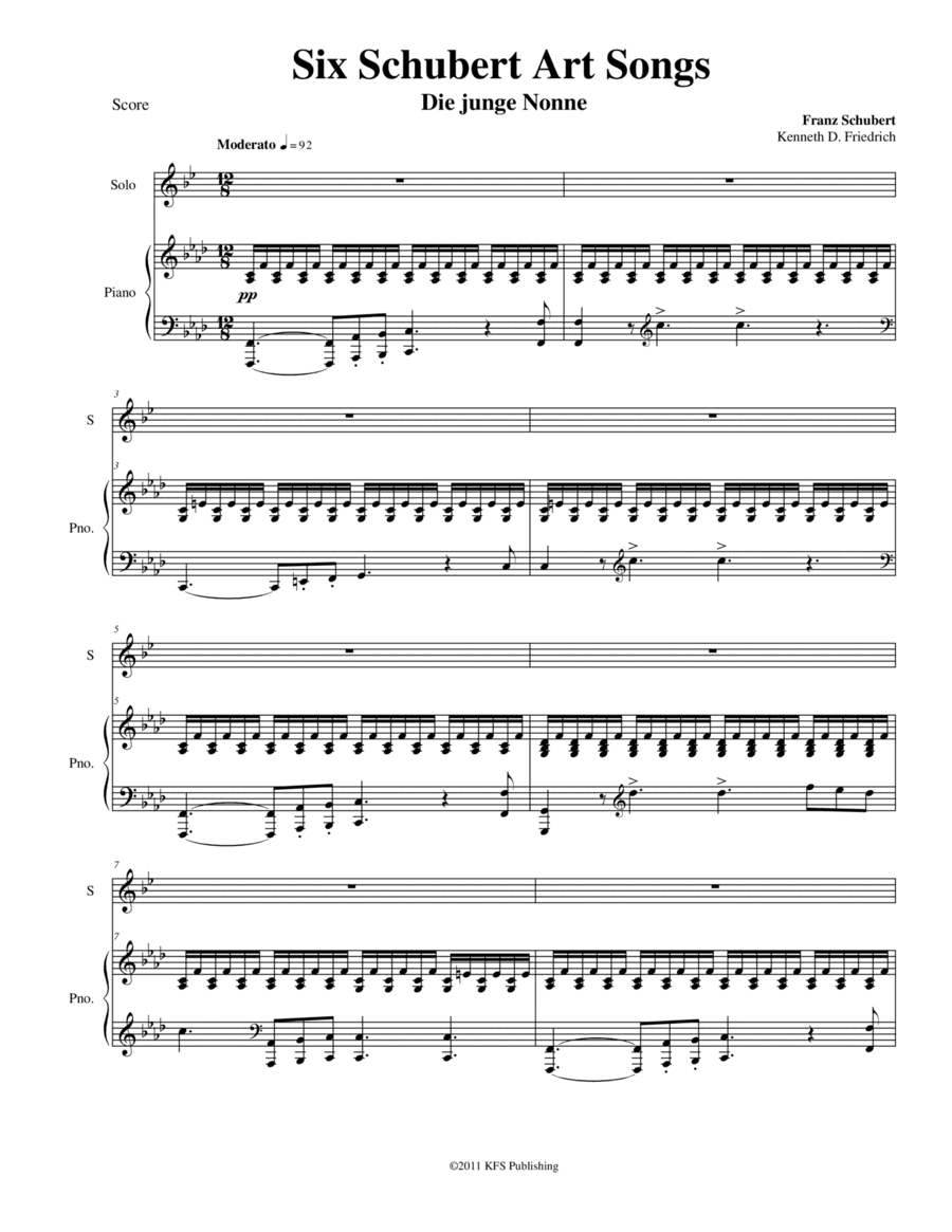 Six Schubert Art Songs - tenor sax and piano (arr. Kenneth D. Friedrich)