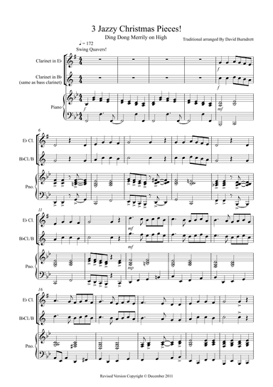 3 Jazzy Christmas Pieces for Clarinet and Piano (arr. David Burndrett)