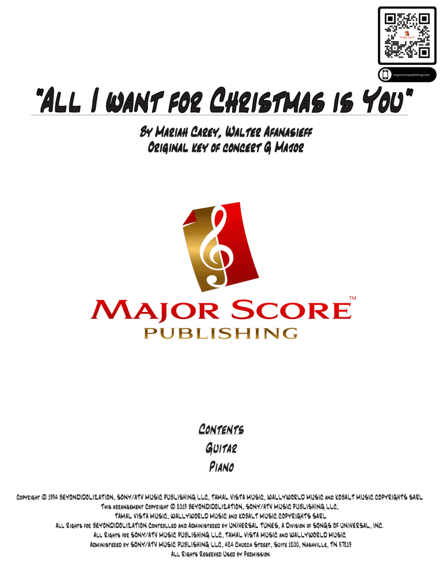 All I Want For Christmas Is You (arr. MAJOR SCORE PUBLISHING TM.)