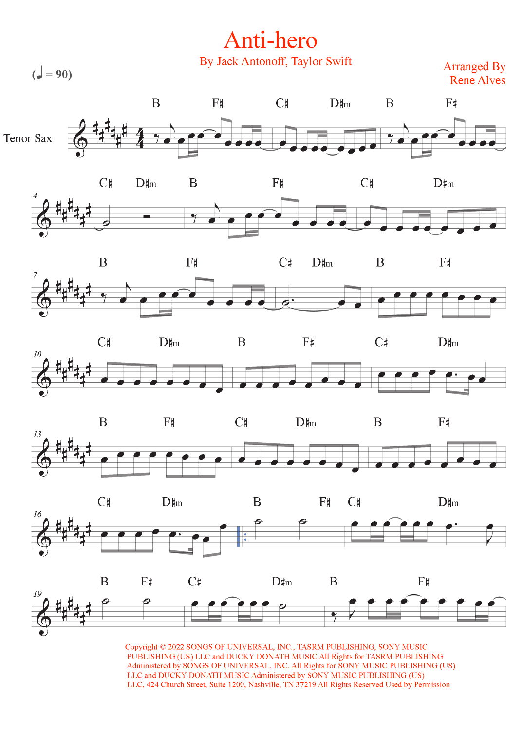 Anti-hero (arr. Rene Alves)